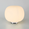 Milton Medium Oval Ball Table Lamp in Satin White & Frosted White Shade