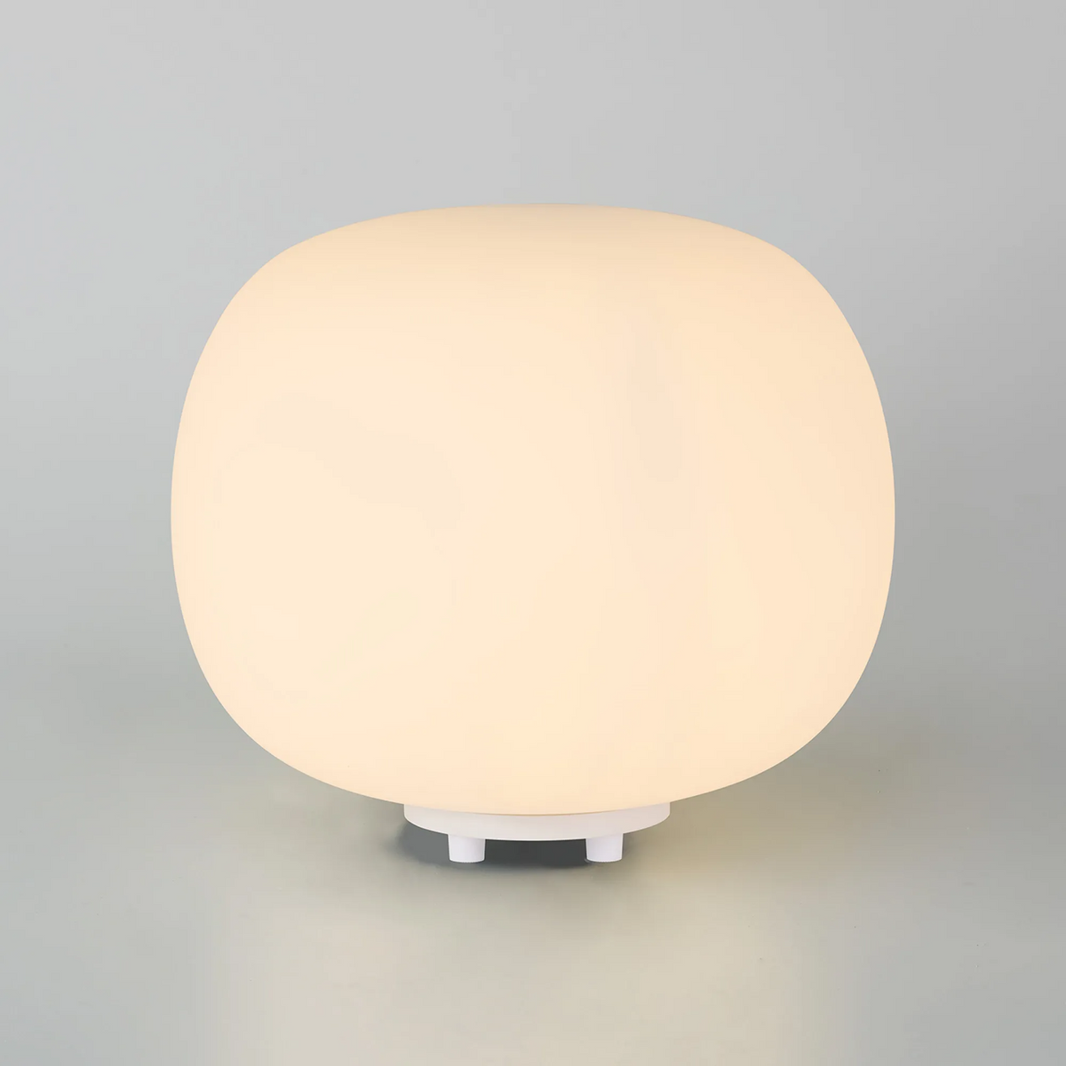 Milton Medium Oval Ball Table Lamp in Satin White & Frosted White Shade