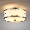 Scarva IP44 250mm Round Ceiling Light in Satin Nickel with Grey Faux Alabaster