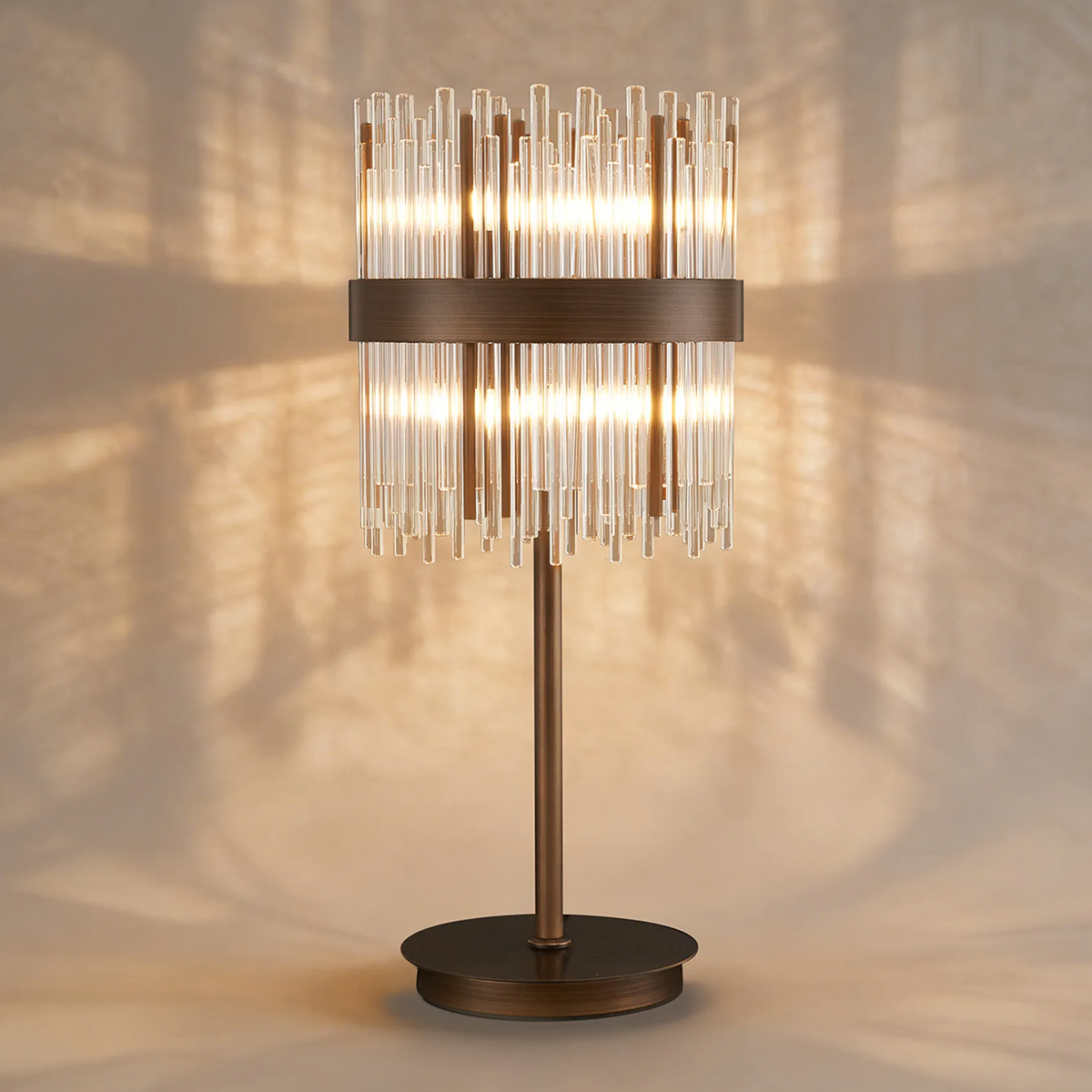 Eckington Table Lamp in Matt Bronze with Clear Glass Rods
