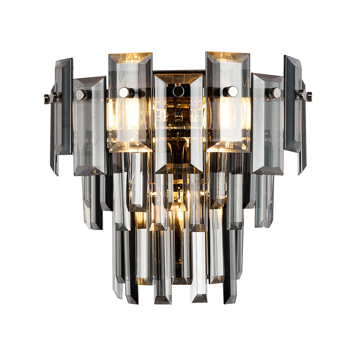 Velator Wall Light in Polished Nickel with Smoked Crystal Glass