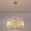 Jevington 600mm Pendant or Semi Flush in Brass with Smoke Brown Glass