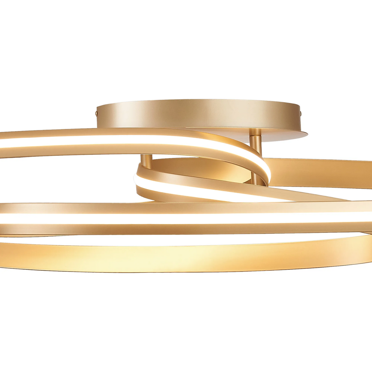 Amble Double Loop Dimmable LED Flush Ceiling Light in Gold