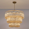Jevington 1000mm Three Tier Pendant or Semi Flush in Brass with Smoke Brown Glass