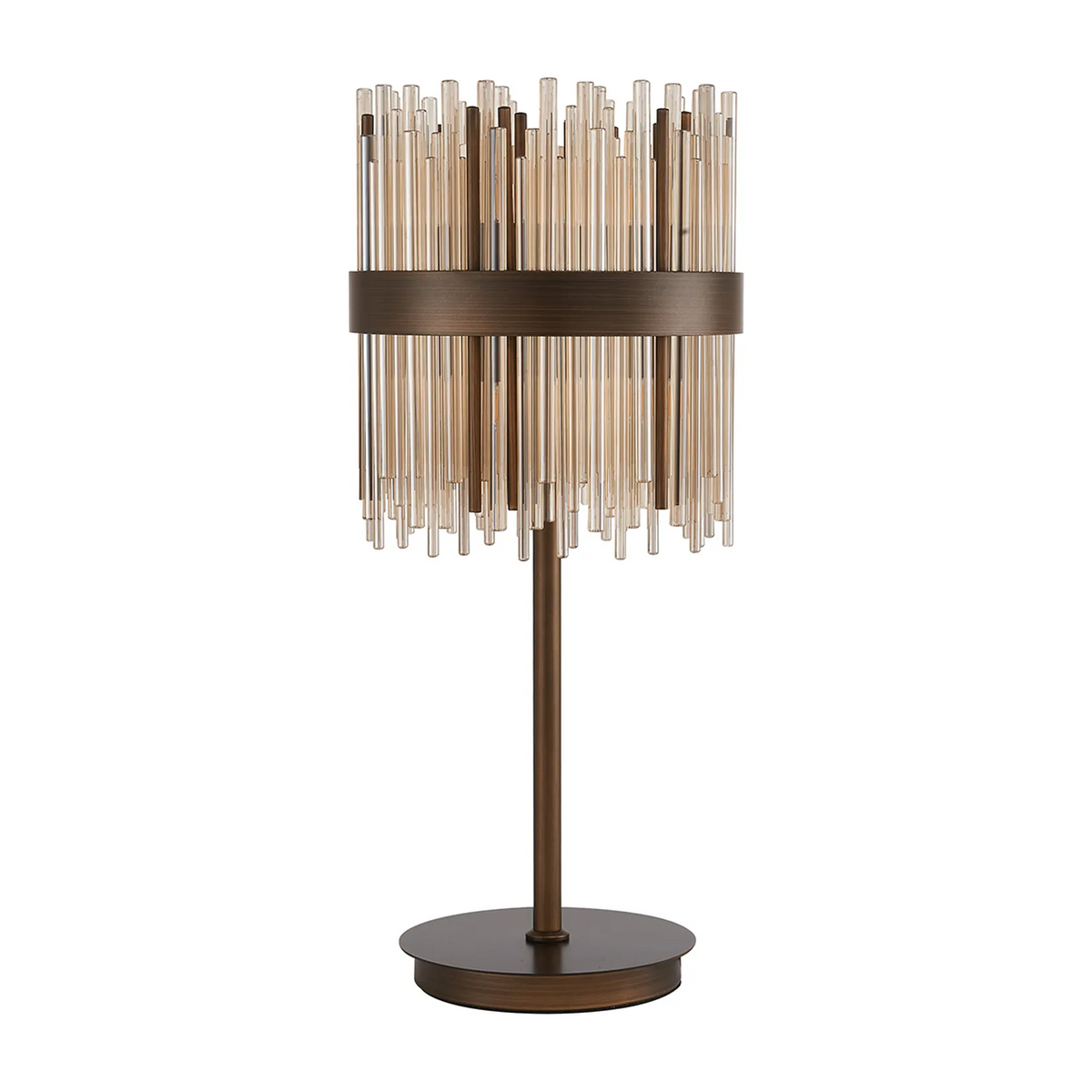 Eckington Table Lamp in Matt Bronze with Cognac Glass Rods