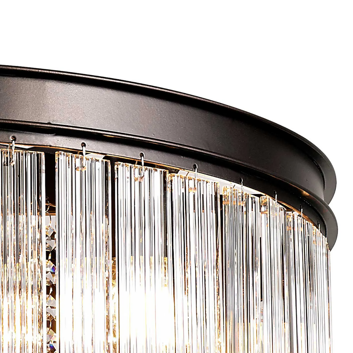 Beesands 600mm Pendant or Semi Flush in Brown Oxide with Clear Fluted Glass and Crystals