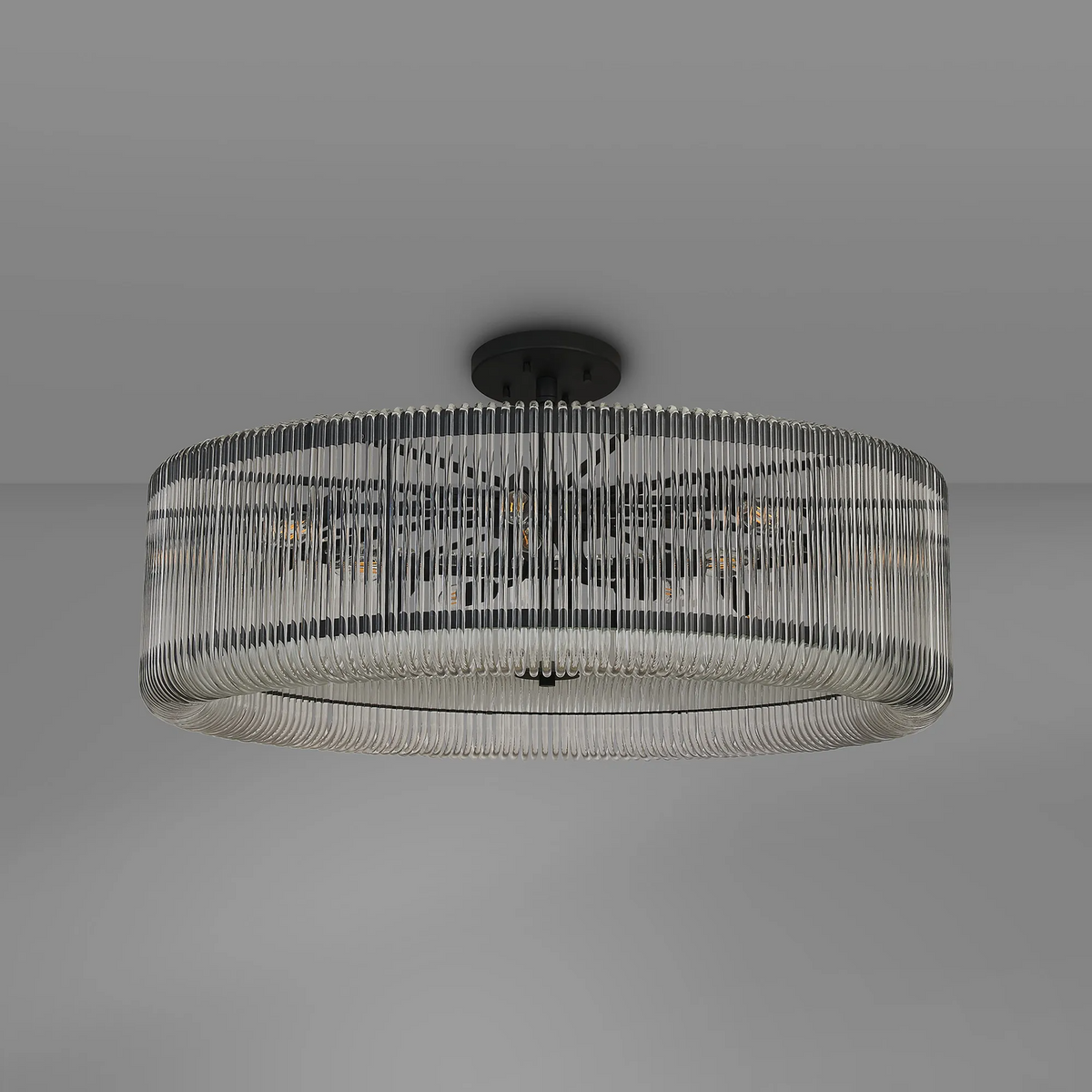 Jevington 1000mm Pendant or Semi Flush in Black with Clear Glass