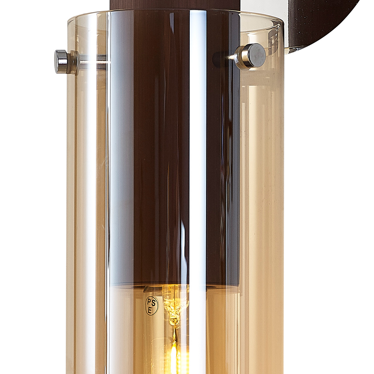 Belstone Slim Switched Wall Light in Mocha & Chrome with Amber Glass