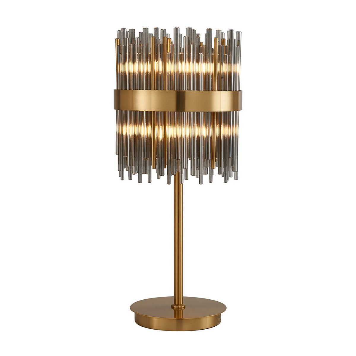 Eckington Table Lamp in Brass with Smoked Glass Rods
