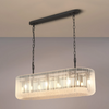Jevington 1000mm Linear Pendant in Black with Frosted Glass