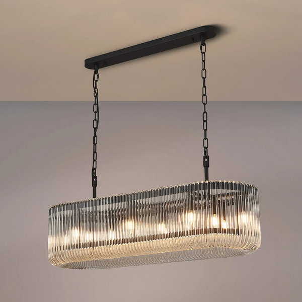 Jevington 1000mm Linear Pendant in Black with Clear Glass