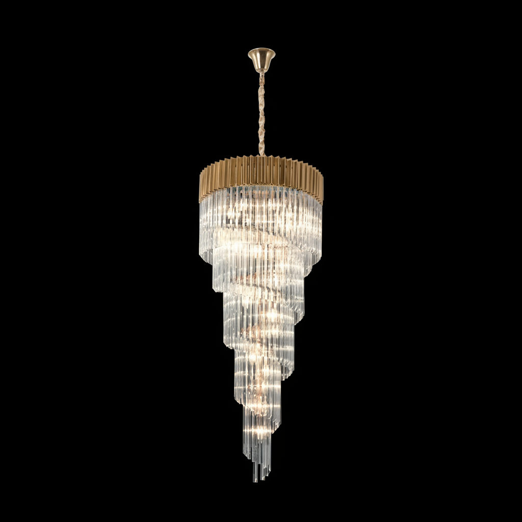 Kentisbeare 900mm 7 Tier Chandelier in Brass & Clear Glass