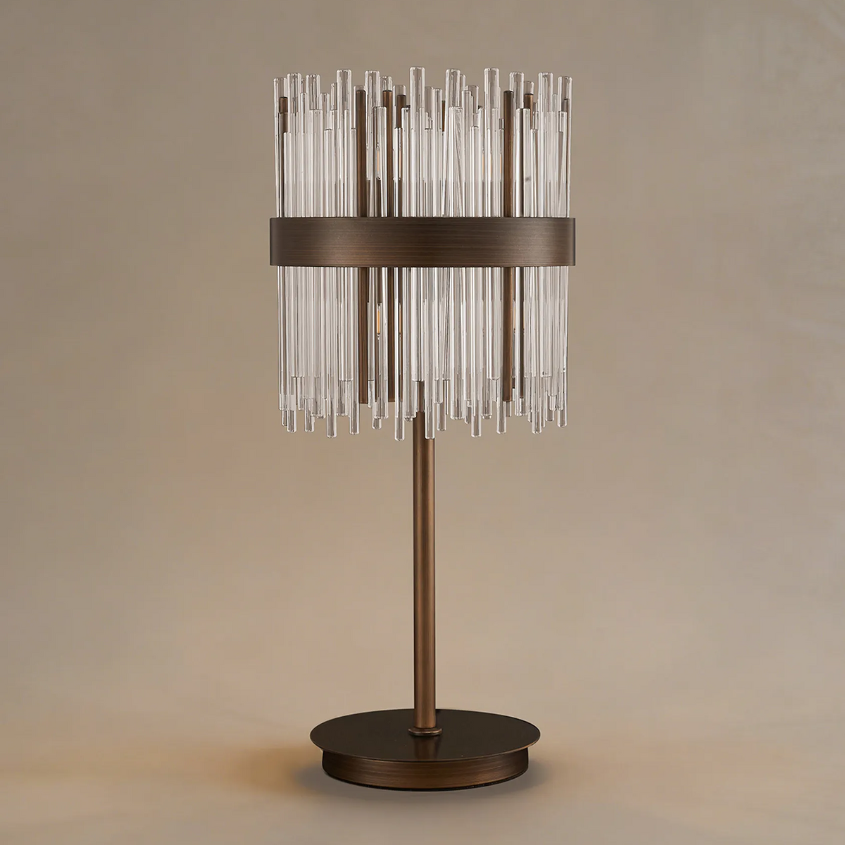Eckington Table Lamp in Matt Bronze with Clear Glass Rods