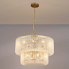 Jevington 780mm Two Tier Pendant or Semi Flush in Brass with Frosted Glass