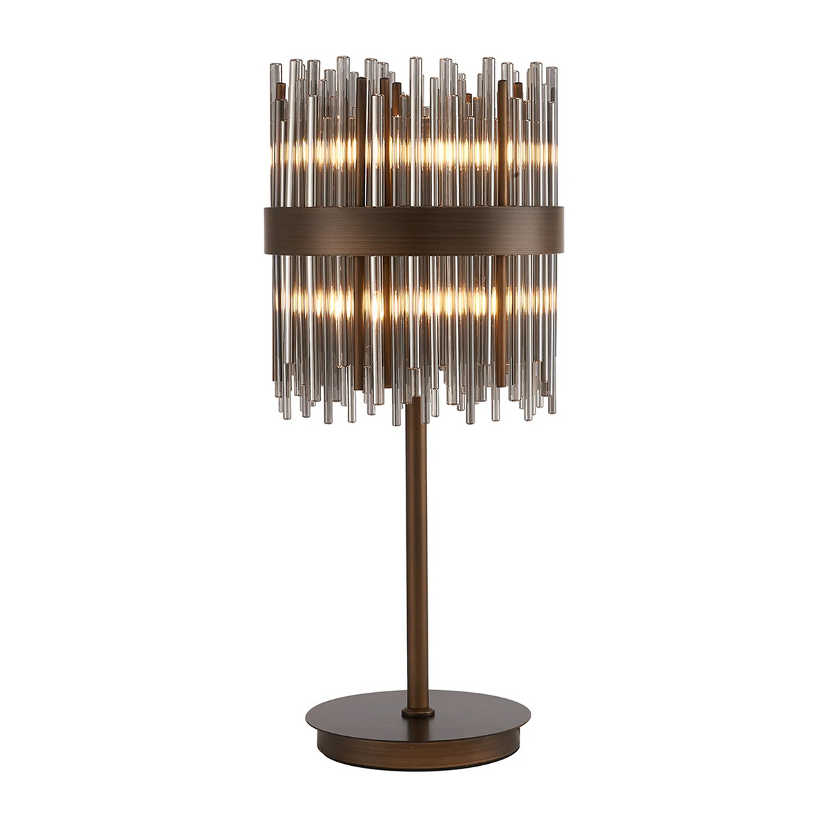 Eckington Table Lamp in Matt Bronze with Smoked Glass Rods