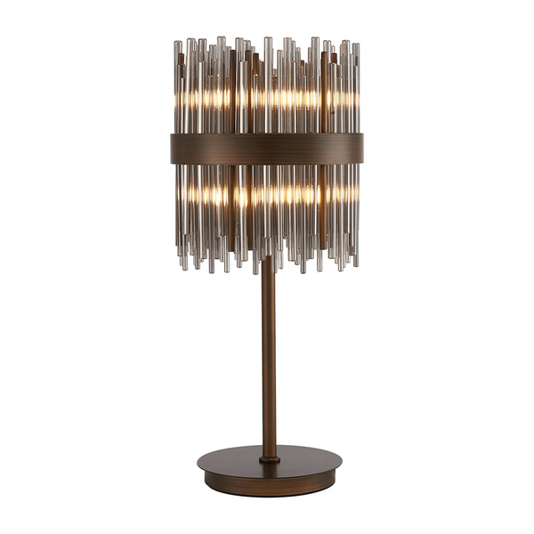 Eckington Table Lamp in Matt Bronze with Smoked Glass Rods