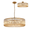 Jevington 1000mm Pendant or Semi Flush in Brass with Smoke Brown Glass