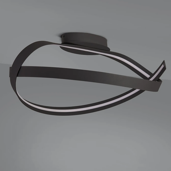 Amble Loop Dimmable LED Semi Flush Ceiling Light in Dark Grey