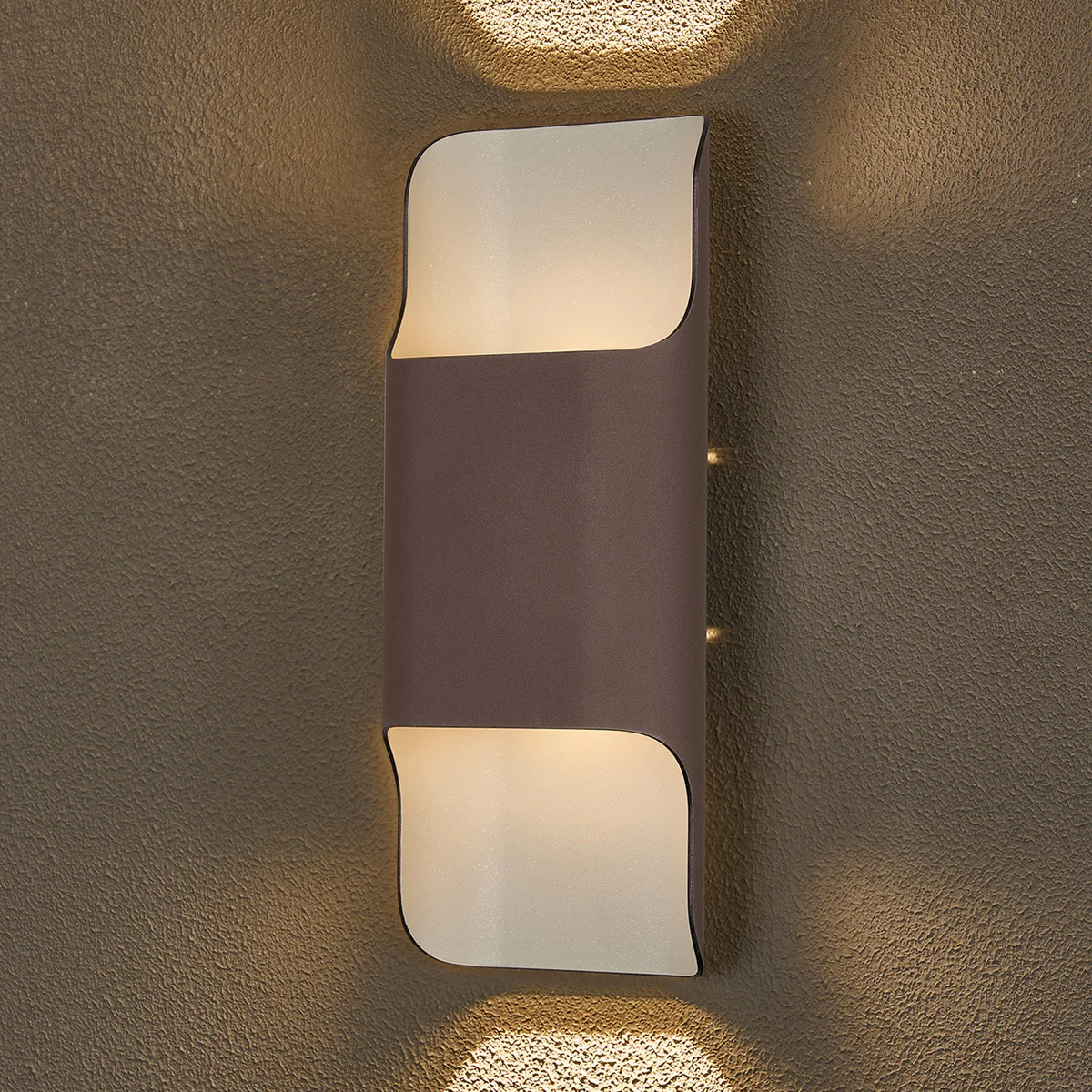 Jesmond 305 IP65 Exterior LED Wall Light in Cacao with Even Open Curve Shade