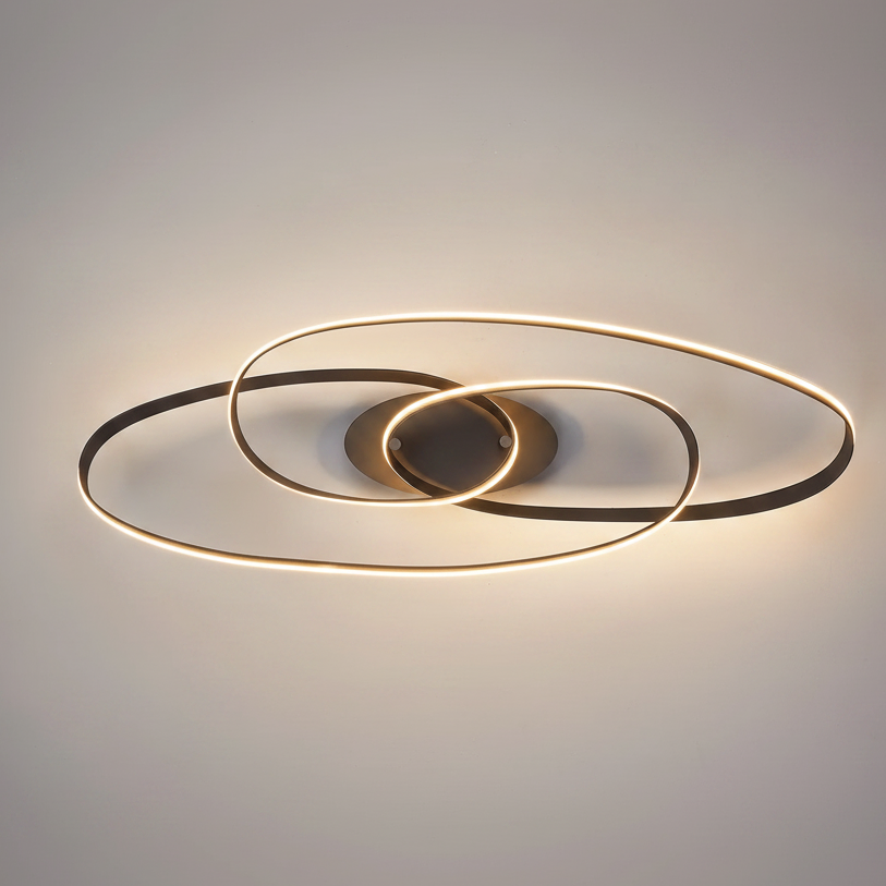 Amble Double Loop Dimmable LED Flush Ceiling Light in Dark Grey