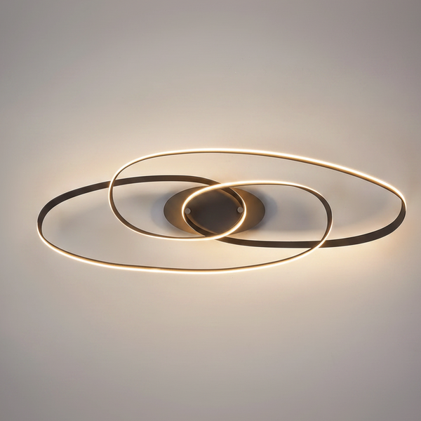 Amble Double Loop Dimmable LED Flush Ceiling Light in Dark Grey
