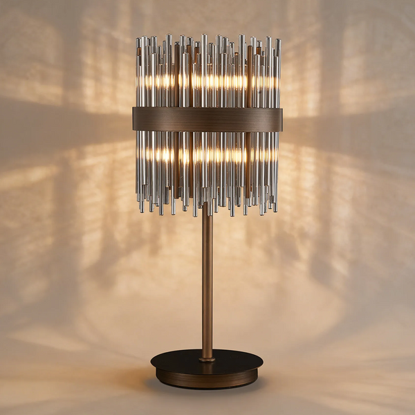 Eckington Table Lamp in Matt Bronze with Smoked Glass Rods