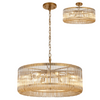 Jevington 780mm Pendant or Semi Flush in Brass with Smoke Brown Glass