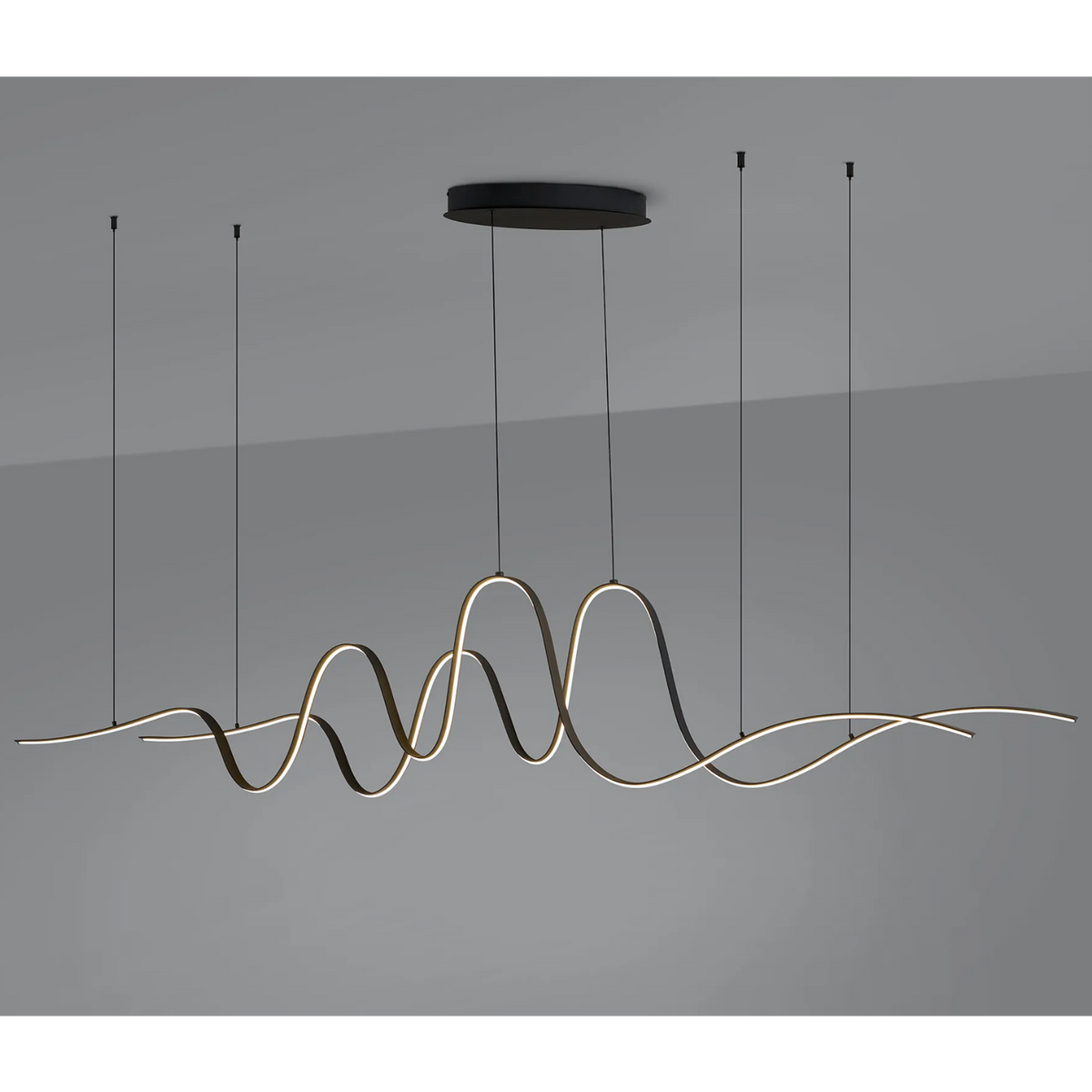 Amble Double Wave Dimmable LED Linear Pendant in Dark Grey