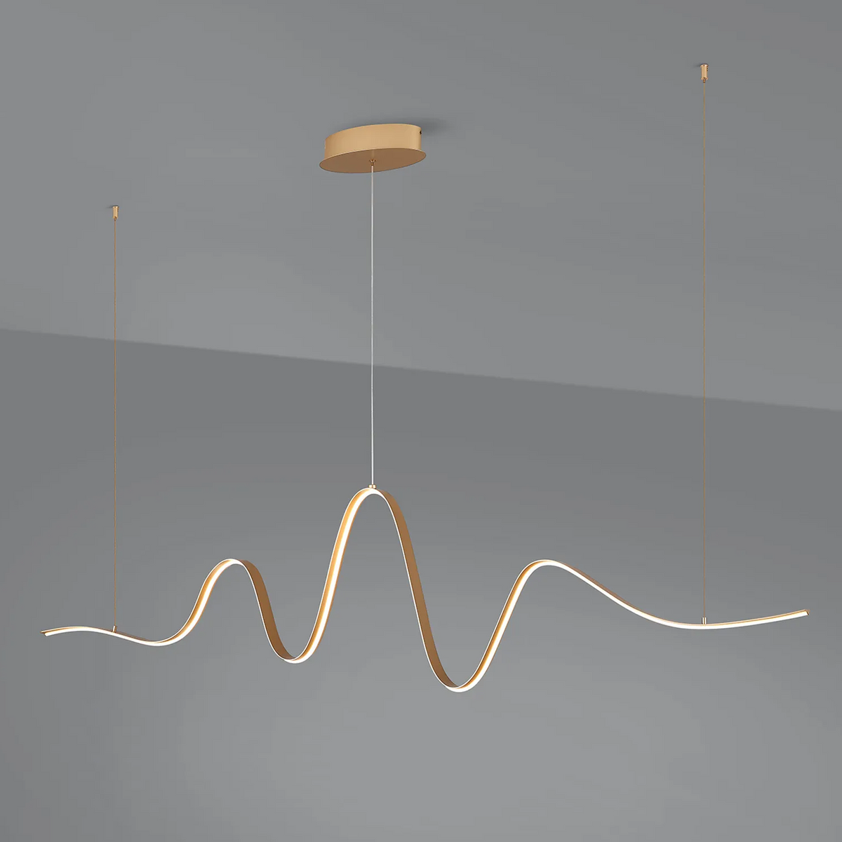 Amble Wave Dimmable LED Linear Pendant in Gold