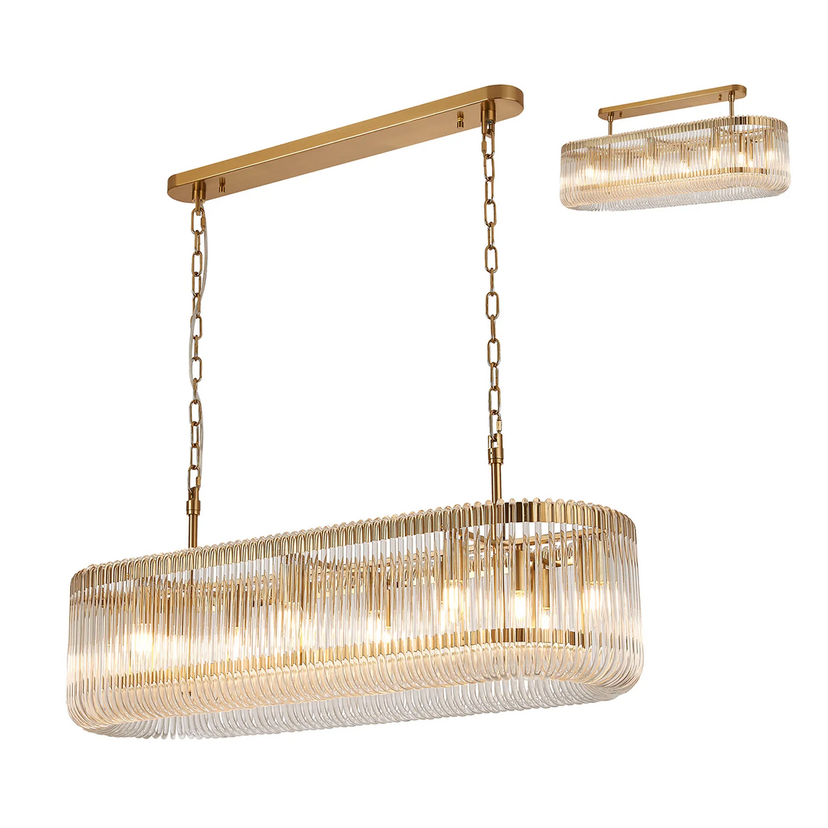 Jevington 1000mm Linear Pendant in Brass with Clear Glass