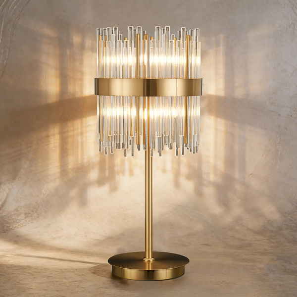 Eckington Table Lamp in Brass with Clear Glass Rods