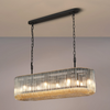 Jevington 1000mm Linear Pendant in Black with Smoke Brown Glass