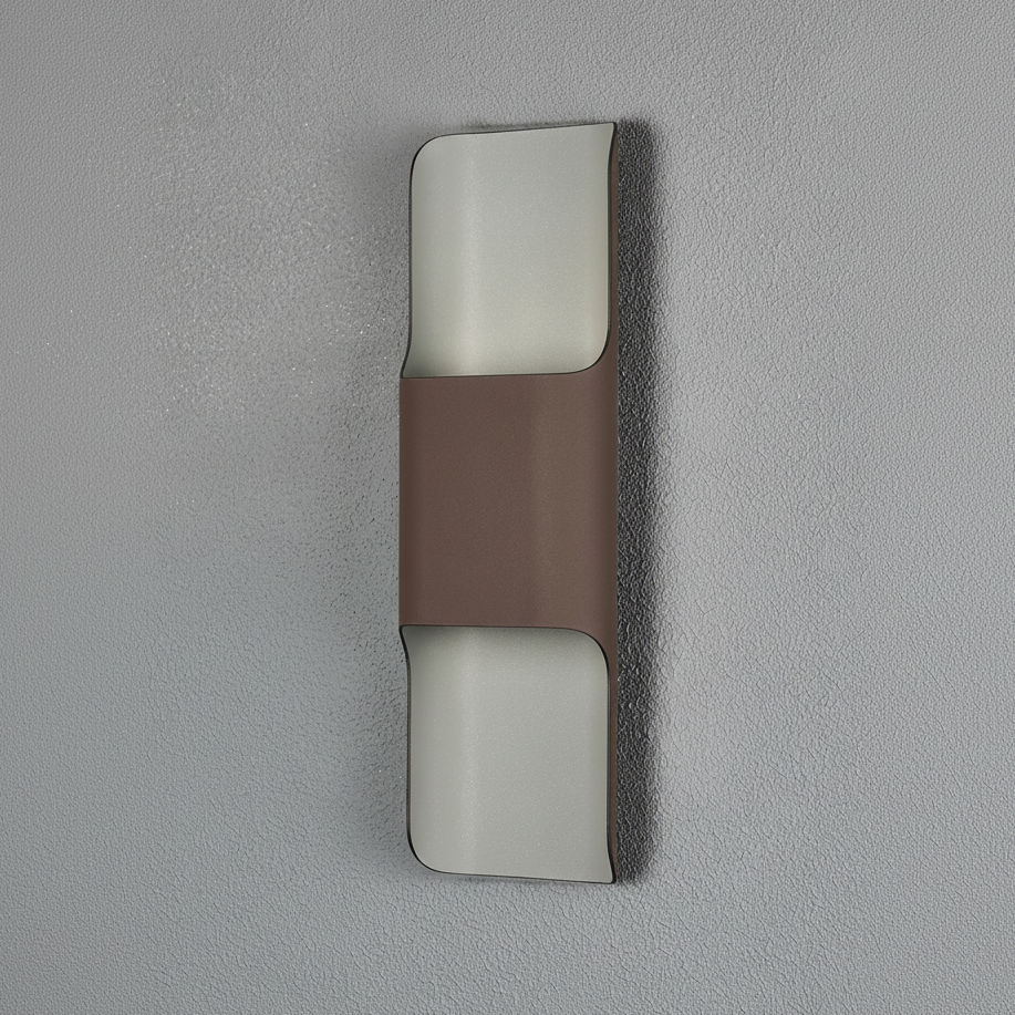 Jesmond 403 IP65 Exterior LED Wall Light in Cacao with Even Open Curve Shade