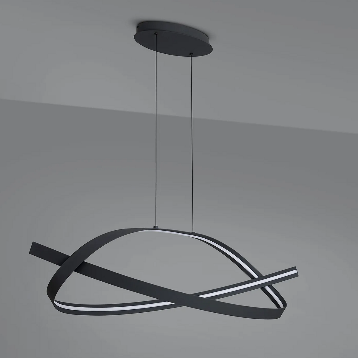 Amble Loop Dimmable LED Linear Pendant in Dark Grey