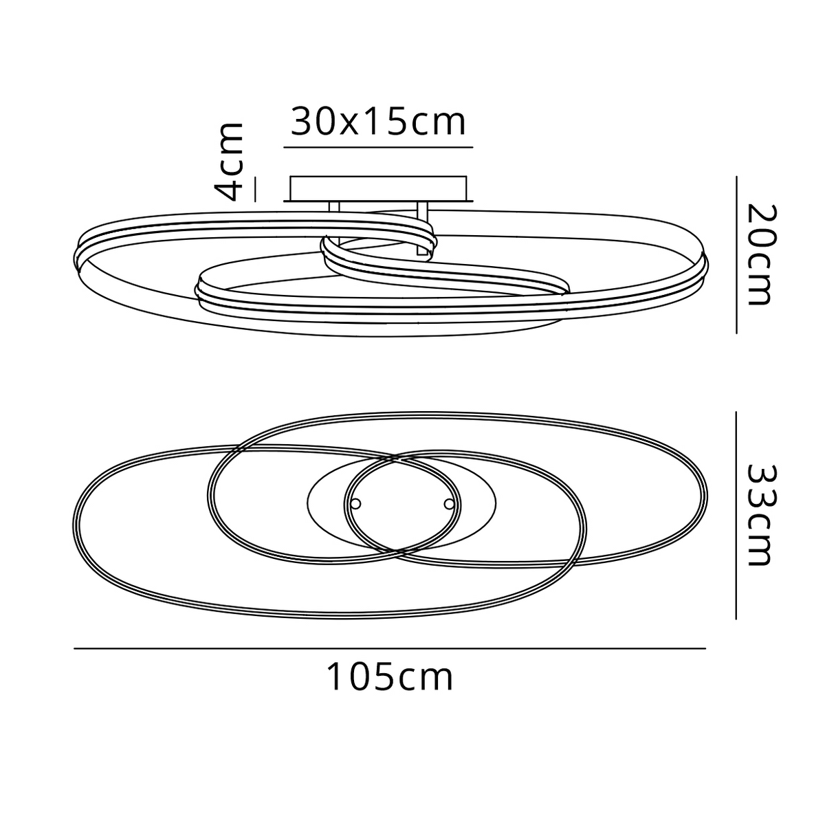 Amble Double Loop Dimmable LED Flush Ceiling Light in Gold