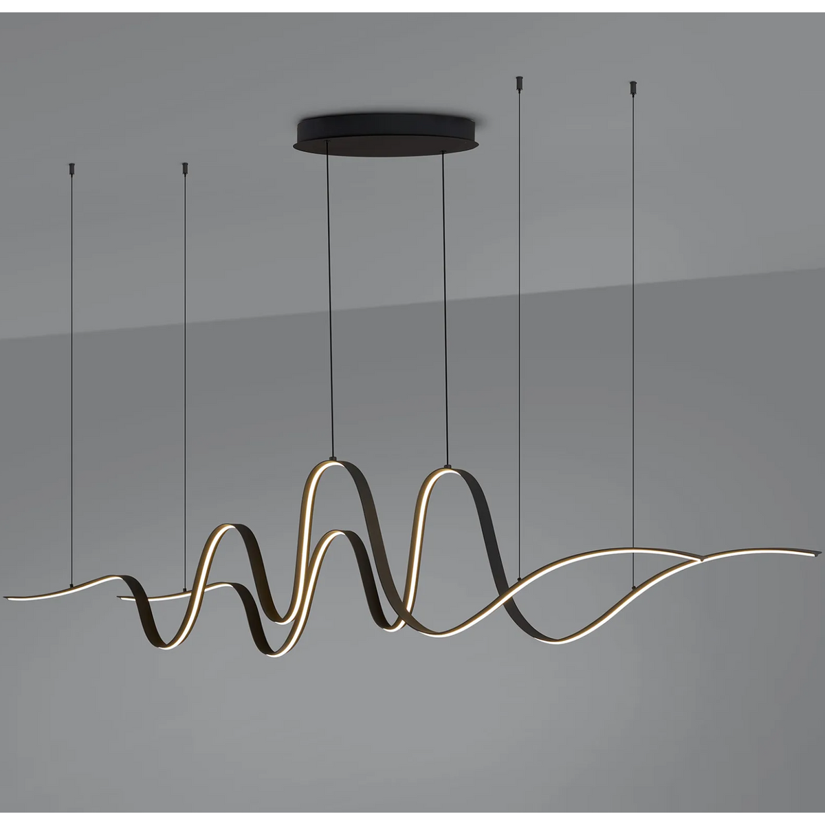Amble Double Wave Dimmable LED Linear Pendant in Dark Grey