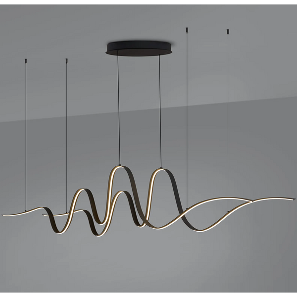 Amble Double Wave Dimmable LED Linear Pendant in Dark Grey