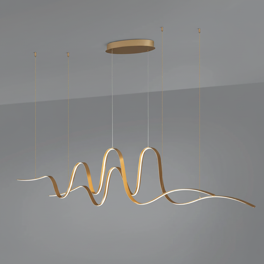 Amble Double Wave Dimmable LED Linear Pendant in Gold