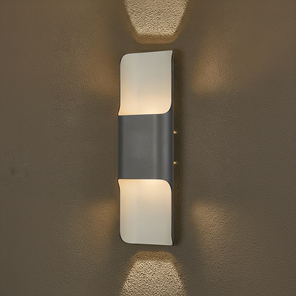 Jesmond 403 IP65 Exterior LED Wall Light in Anthracite with Even Open Curve Shade