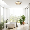 Scarva IP44 400mm Round Ceiling Light in Bronze with Brown Faux Alabaster
