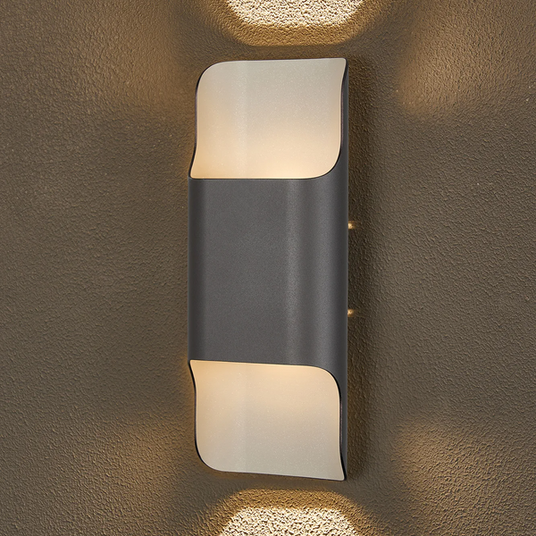 Jesmond 305 IP65 Exterior LED Wall Light in Anthracite with Even Open Curve Shade