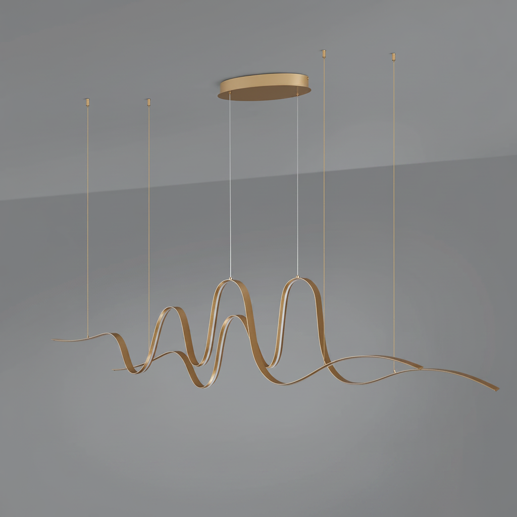 Amble Double Wave Dimmable LED Linear Pendant in Gold