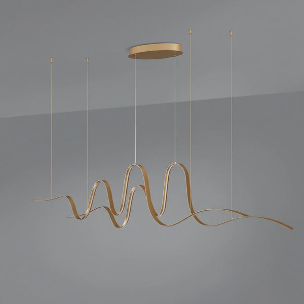 Amble Double Wave Dimmable LED Linear Pendant in Gold