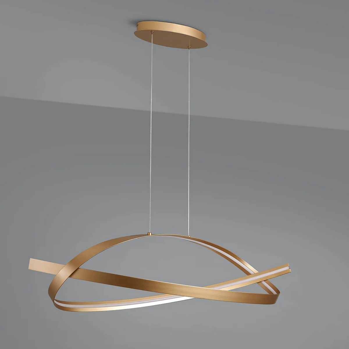 Amble Loop Dimmable LED Linear Pendant in Gold