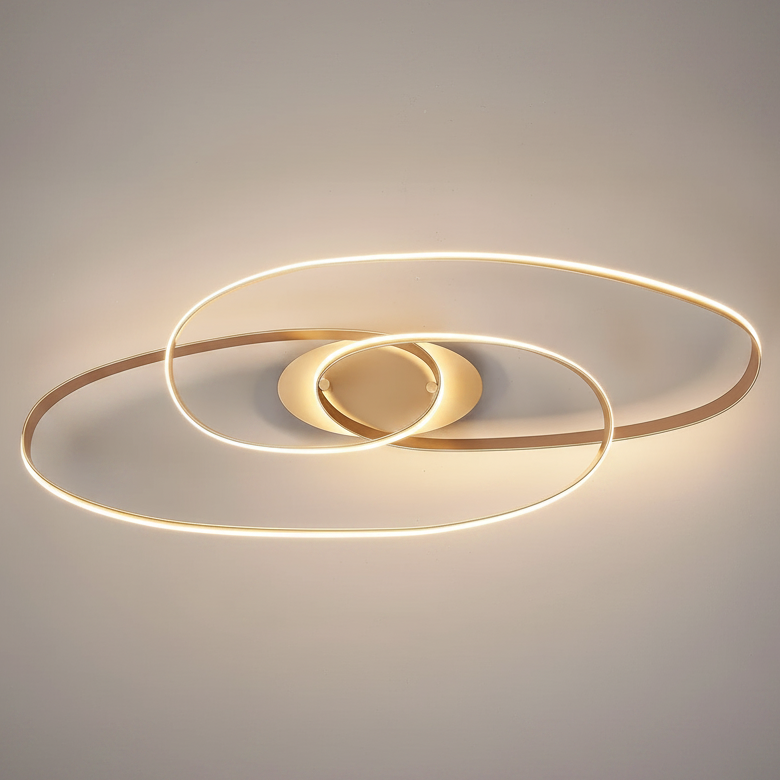 Amble Double Loop Dimmable LED Flush Ceiling Light in Gold