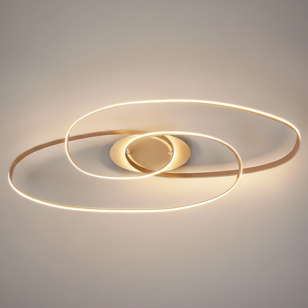 Amble Double Loop Dimmable LED Flush Ceiling Light in Gold