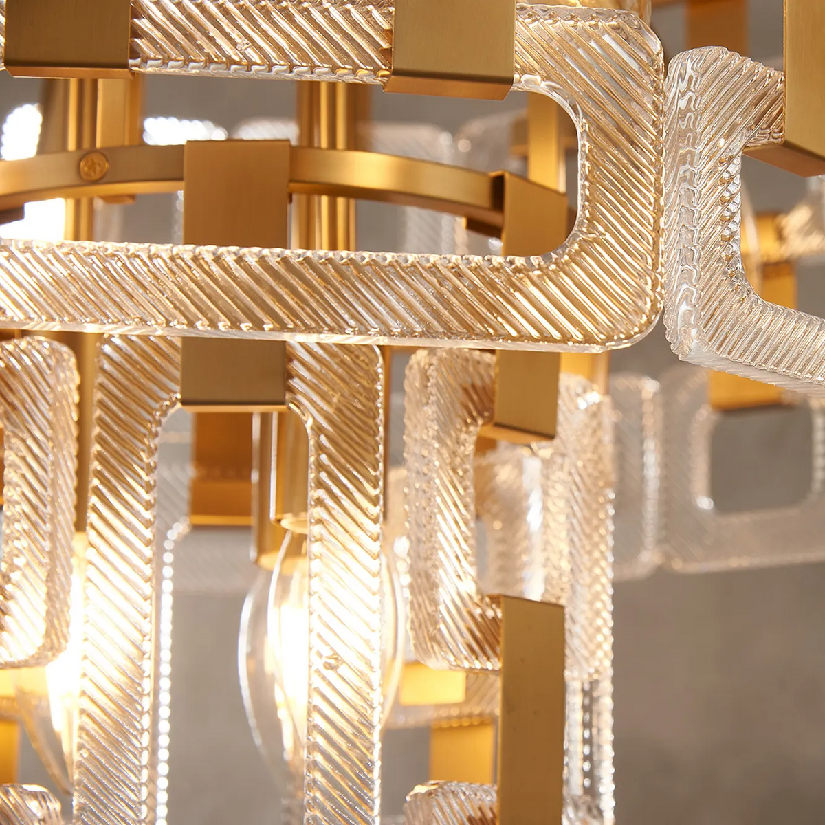 Heptonstall 410mm Two Tier Round Pendant in Matt Gold with Clear Glass