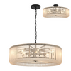 Jevington 1000mm Pendant or Semi Flush in Black with Frosted Glass