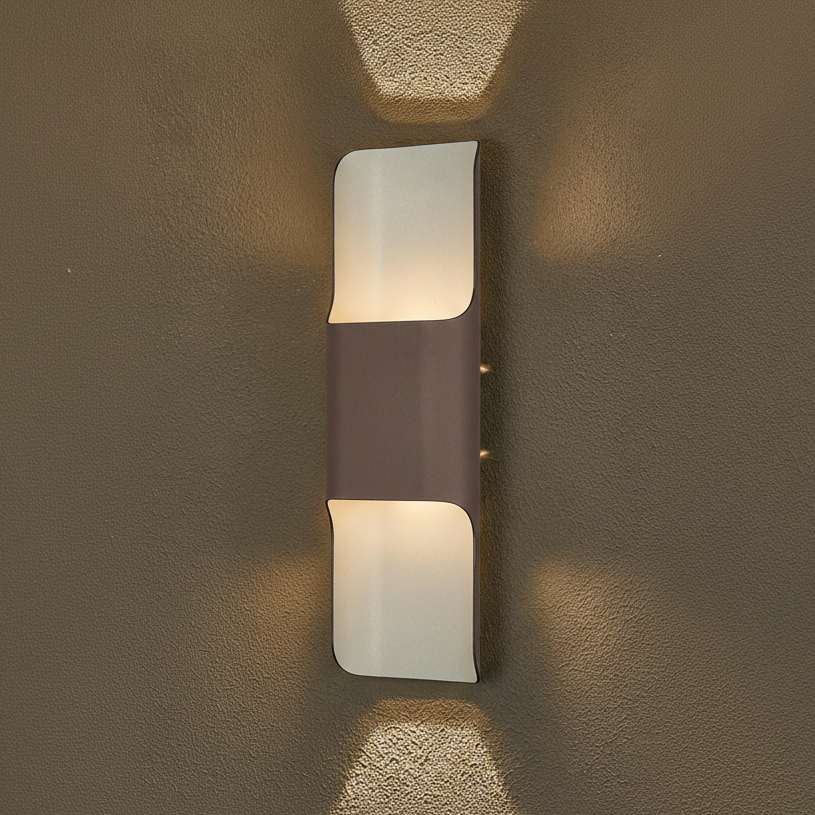 Jesmond 403 IP65 Exterior LED Wall Light in Cacao with Even Open Curve Shade
