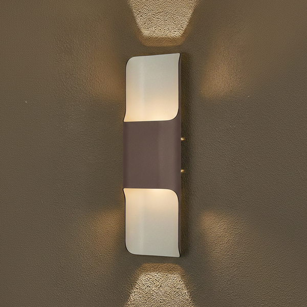 Jesmond 403 IP65 Exterior LED Wall Light in Cacao with Even Open Curve Shade